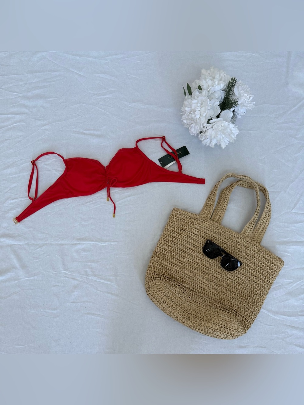 *New Lauren Ralph Lauren Red Bikini Top